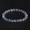 Natural Moonstone Bead Bracelet — Blue, Pink, White & Silver, 5A Grade Buddha Tibet