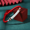 Tibetan Bracelet - Red String & Mani mantra & Fine Silver