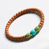 Buddha Tibet Olive Pit Talisman - Turquoise, Dzi & Cinnabar