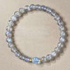 Gray Moonstone & Aquamarine Bracelet 8mm — Luck Transfer Bead for Calm & Good Fortune Buddha Tibet