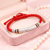 Tibetan Bracelet - Red String & Mani mantra & Fine Silver