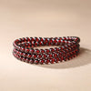 Wine Red Garnet Wrap Bracelet — Single or Three-Wrap Choice