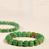 Turquoise Thousand Li Landscape Bracelet - Carved Barrel Beads, Mountain Motif