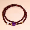 Layered Garnet & Chalcedony Bracelet Stack — Multi - Stone Bead Set for Protection & Calm - Double - Layer Garnet & AmethystBuddha Tibet
