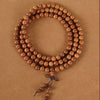 Aged Peach Wood 108-Bead Mala Bracelet — Traditional Wood Prayer Beads for Protection & Daily Practice Buddha Tibet