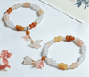 Xinjiang Gold-Silk Jade Multi-Wrap Bracelet — Stackable Layers with Pendant Charms Buddha Tibet