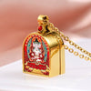 Tibetan Ghau Locket Necklace — Opening Shrine Pendant with Thangka Deity Art Buddha Tibet