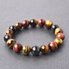 Pulsera de piedra ojo de tigre colorida — Cuentas pulidas de tonos múltiples en tamaños de 6-16 mm, unisex