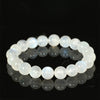 White Moonstone Bracelet — Ice-Grade Natural Stone, Choose Your Bead Size Buddha Tibet