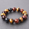 Pulsera de piedra ojo de tigre colorida — Cuentas pulidas de tonos múltiples en tamaños de 6-16 mm, unisex