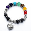 Pulsera de curación de chakras - Pulsera con dije de corazón de piedra natural para equilibrio y energía