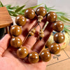 Liudao Wood Mala Bracelet — Six-Path Buddhist Prayer Beads in Natural Aged Hardwood Buddha Tibet