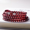 Garnet Wrap Bracelet — Deep Red Beads With Accent Detail