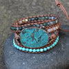 Ocean Jasper Leather Wrap Bracelet — Multi-Layer Stone Bracelet for Calm & Inner Balance