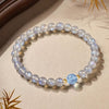 Gray Moonstone & Aquamarine Bracelet 8mm — Luck Transfer Bead for Calm & Good Fortune Buddha Tibet