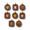 1cm Micro Tsa-Tsa Thangka Pendant — Hand-Painted Deity in Square Leather Casing Buddha Tibet