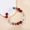 Zodiac White Crystal Bead Bracelet — Natural Stone Stretch Bracelet by Birth Sign