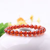 Orange Garnet Bead Bracelet — Clear Amber-Red Round Beads