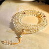 Yellow Jambhala 108-Bead White Crystal Mala Bracelet — Clear Quartz & Sandalwood for Wealth Practice Buddha Tibet