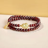 Garnet & Hetian Jade Bracelet — Lucky Charm Bead Bracelet for Wealth & Protection - Hetian Jade Gourd Fu EditionBuddha Tibet