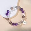 Zodiac White Crystal Bead Bracelet — Natural Stone Stretch Bracelet by Birth Sign
