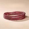 Wine Red Garnet Wrap Bracelet — Single or Three-Wrap Choice