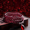 Garnet Multi-Wrap Bracelet — Layered Beads With Pendant Accent