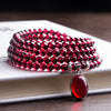 Garnet Multi-Wrap Bracelet — Layered Beads With Pendant Accent