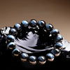 Light Blue & Blue Tiger Eye Bracelet — Natural Collector-Grade Hawk Eye Bead Strand