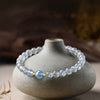 Gray Moonstone & Aquamarine Bracelet 8mm — Luck Transfer Bead for Calm & Good Fortune Buddha Tibet