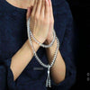 White Crystal 108-Bead Mala Bracelet — Tibetan Barrel-Cut with Colorful Cord Buddha Tibet