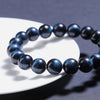 7A Blue Tiger Eye Bead Bracelet — Natural Hawk Eye With Deep Blue Chatoyancy