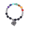Pulsera de curación de chakras - Pulsera con dije de corazón de piedra natural para equilibrio y energía