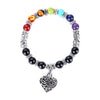 Chakra Healing Bracelet - Natural Stone Heart Charm Bracelet for Balance & Energy