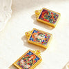 Tibetan Thangka Tsa-Tsa Pendant — Hand-Painted Deity Amulet in Gold-Plated Frame Buddha Tibet