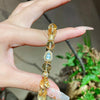 Citrine & Nephrite Jade Gourd Bracelet — 7A Yellow Crystal With Water Foam Jade Charm