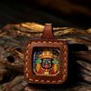 Miniature Thangka Leather Pendant — Hand-Painted Tibetan Deity Charm Buddha Tibet