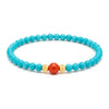 Green Turquoise & Red Agate Bracelet — Two Earth Stones, One Strand Buddha Tibet