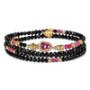 Black Tourmaline & Aquamarine Five Elements Wrap — Bracelet or Necklace, You Decide Buddha Tibet