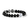 Black Tourmaline & Rutilated Quartz Bracelet — Dark Stone, Steady Ground Buddha Tibet