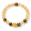 Citrine & Tiger Eye Wealth Charm Bracelet — Natural Tower Crystal With Gold Rutile Beads
