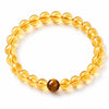 Citrine Bracelet With 5 Stone Pairings — Green Phantom, Agate, Sandalwood, Amber & Tiger Eye