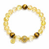 Citrine & Tiger Eye Wealth Charm Bracelet — Natural Tower Crystal With Gold Rutile Beads