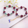 Multi - Wrap Garnet & Mixed Stone Bracelet — Layered Bead Stack in Blue, Pink & Purple - Noble PurpleBuddha Tibet