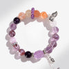 Nine Purple Fire Amethyst Tassel Bracelet — Butterfly & Leaf Crystal Charm Strand for Luck Buddha Tibet
