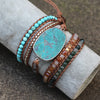 Ocean Jasper Leather Wrap Bracelet — Multi-Layer Stone Bracelet for Calm & Inner Balance