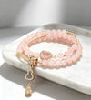 Natural Rose Quartz & Zircon Bracelet — Elegant Beaded Strand for Love & Inner Calm Buddha Tibet