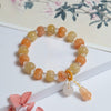 Xinjiang Gold-Silk Jade Pumpkin Bead Bracelet — Natural Gobi Desert Stone, Unisex Buddha Tibet