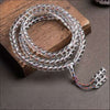 White Crystal 108-Bead Mala Bracelet — Tibetan Barrel-Cut with Colorful Cord Buddha Tibet