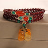 Natural Garnet Crystal Multi - Layer Bracelet — with Double Gourd or Peace Apple Charm - Garnet with Double Gourd CharmBuddha Tibet